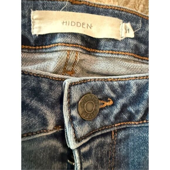 Hidden Womens Mid-rise Distressed Frayed Hem Skinny Denim Jeans Blue Size 31 - Picture 3 of 8